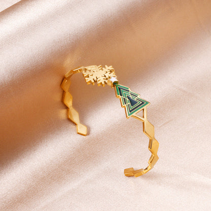 Golden green tree hard bracelet asonjewelry