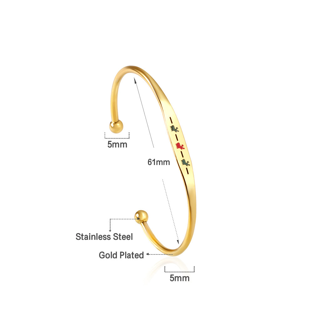 Hard bracelet with oil-drip pattern on gold-colored surface asonjewelry