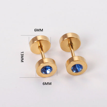 12 pairs 6mm steel/gold cylindrical white/black/mixed drill screw plugs asonjewelry