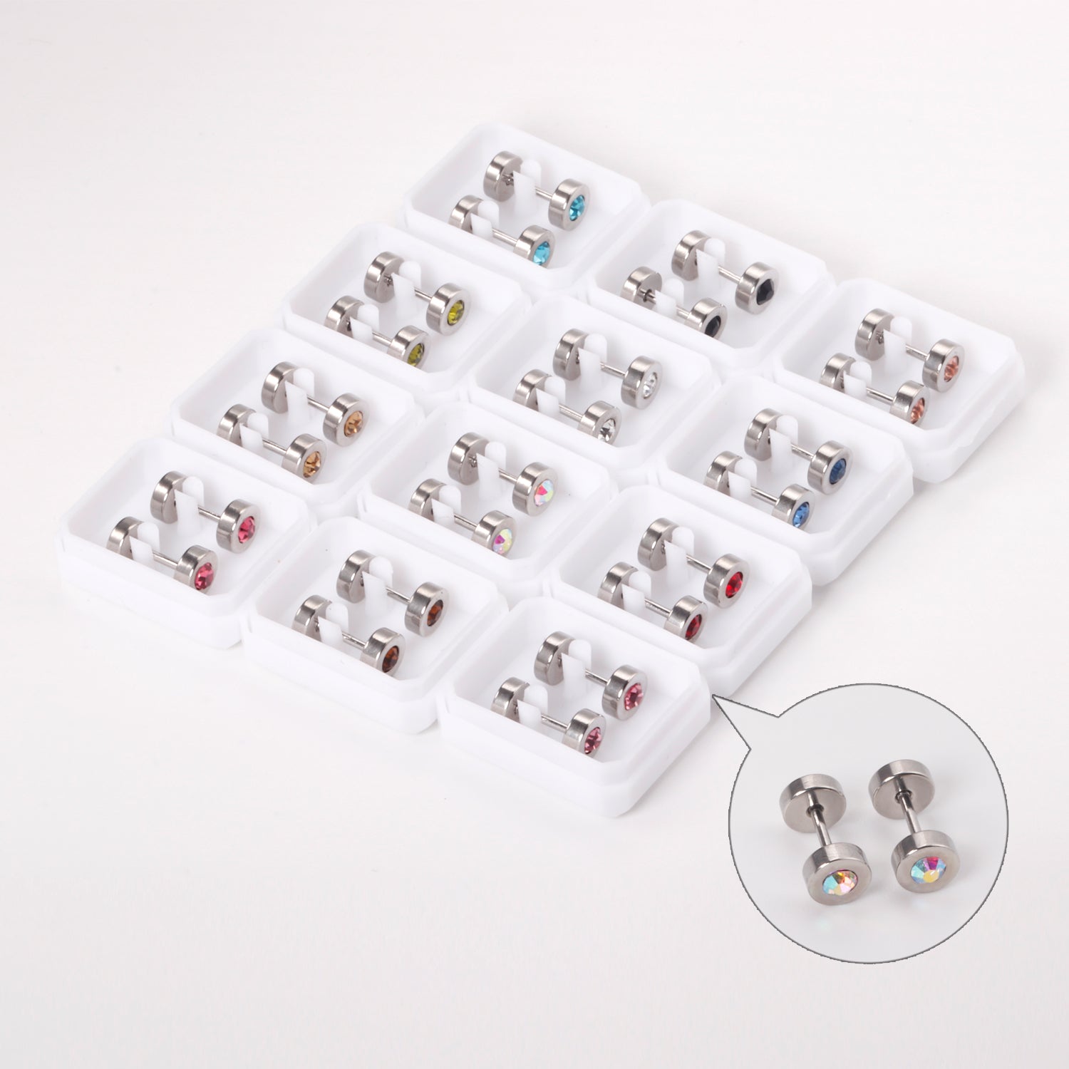 12 pairs 6mm steel/gold cylindrical white/black/mixed drill screw plugs asonjewelry