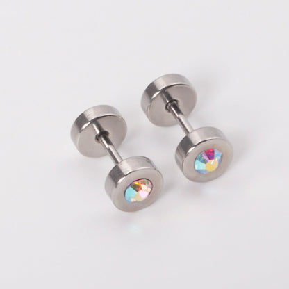 12 pairs 6mm steel/gold cylindrical white/black/mixed drill screw plugs asonjewelry