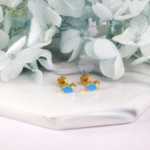 12 pairs Snapped Earbuds Cloud Studs Steel/Gold