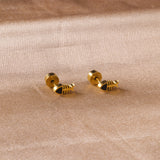 12 pairs Snapped Earplug Fishbone Stud Earrings Steel/Gold