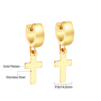 4*12mm Curved Clasp 8*15mm Cross Earrings Gold Color asonjewelry