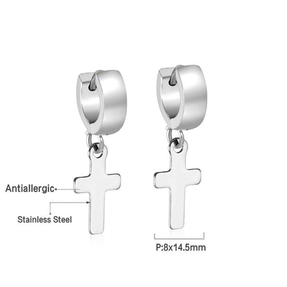 4*12mm Curved Clasp 8*15mm Cross Earrings Gold Color asonjewelry