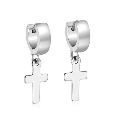 4*12mm Curved Clasp 8*15mm Cross Earrings Gold Color asonjewelry