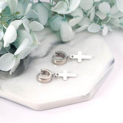 4*12mm Curved Clasp 8*15mm Cross Earrings Gold Color asonjewelry