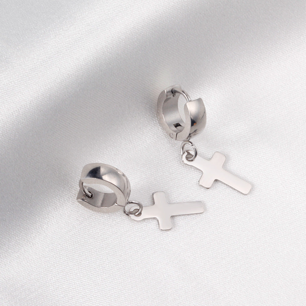 4*12mm Curved Clasp 8*15mm Cross Earrings Gold Color asonjewelry