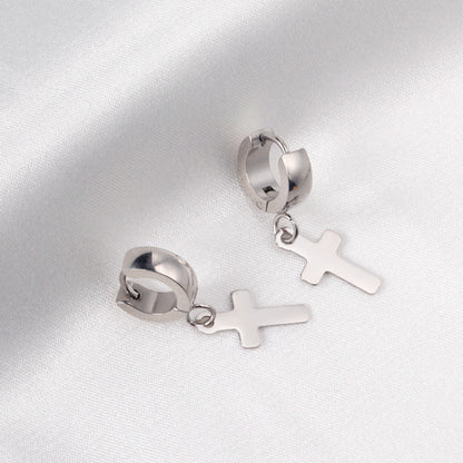 4*12mm Curved Clasp 8*15mm Cross Earrings Gold Color asonjewelry