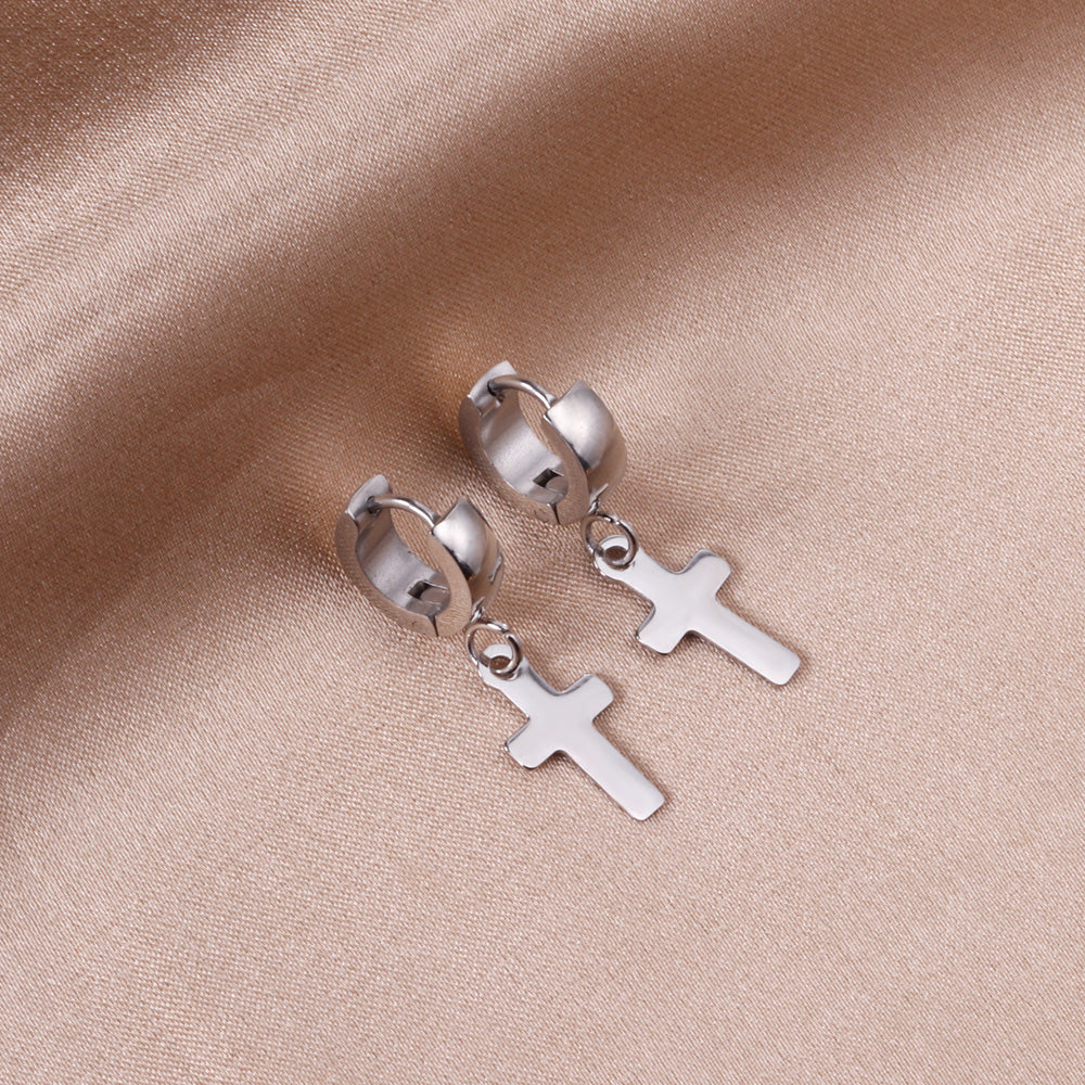 4*12mm Curved Clasp 8*15mm Cross Earrings Gold Color asonjewelry