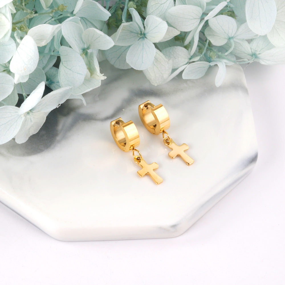 4*12mm Flat Clasp 7*12mm Cross Earrings asonjewelry