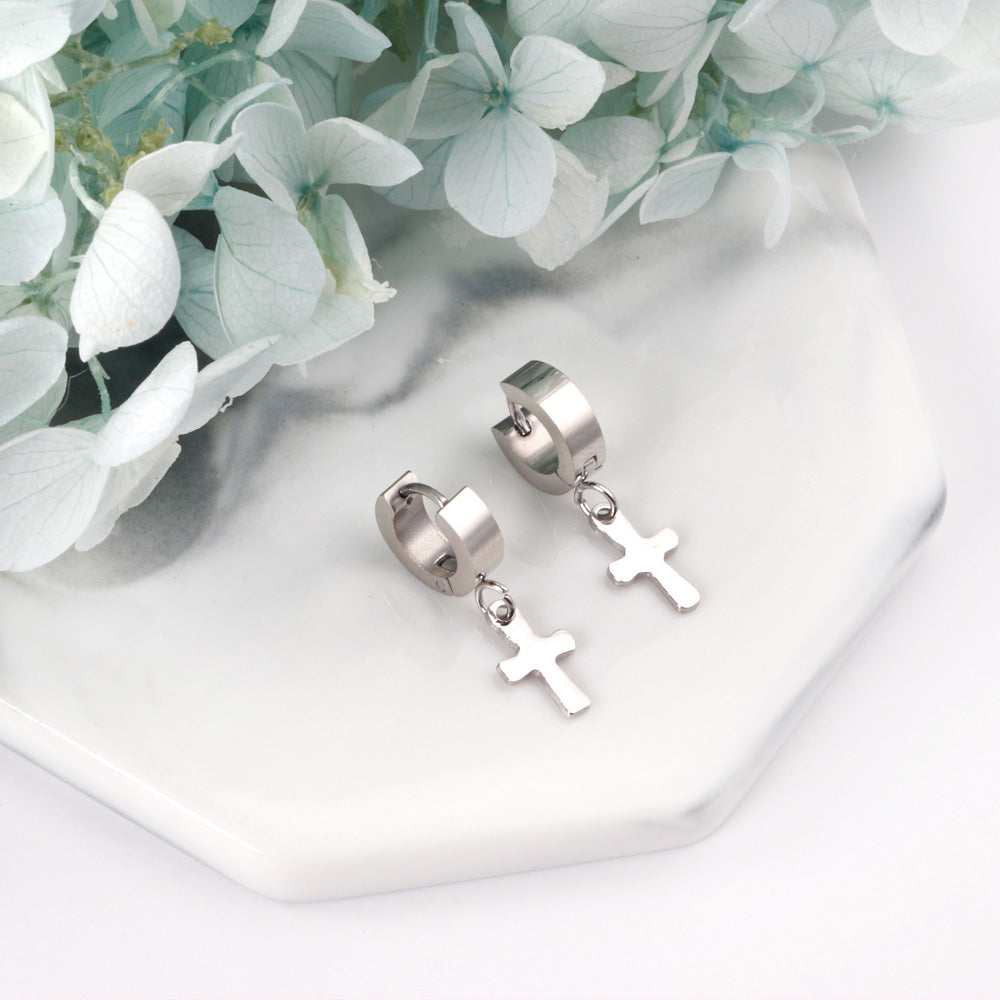 4*12mm Flat Clasp 7*12mm Cross Earrings asonjewelry