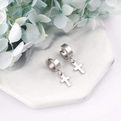 4*12mm Flat Clasp 7*12mm Cross Earrings asonjewelry