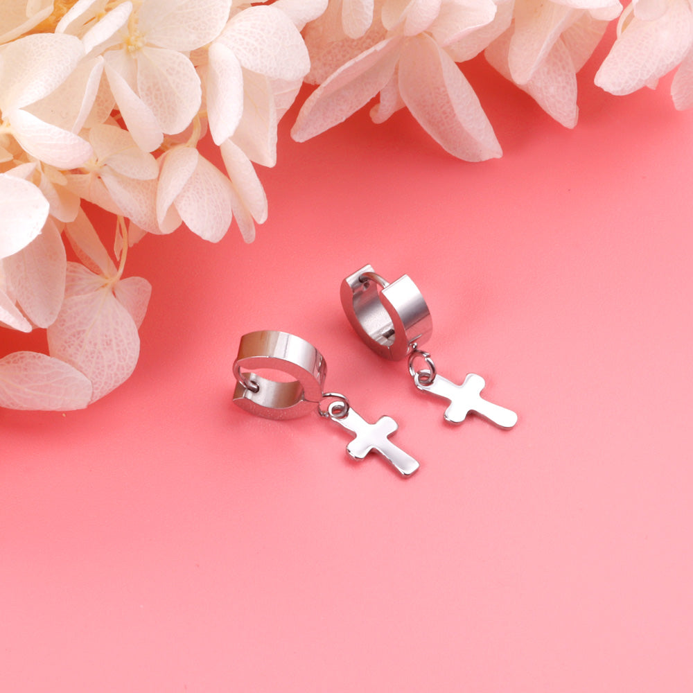 4*12mm Flat Clasp 7*12mm Cross Earrings asonjewelry