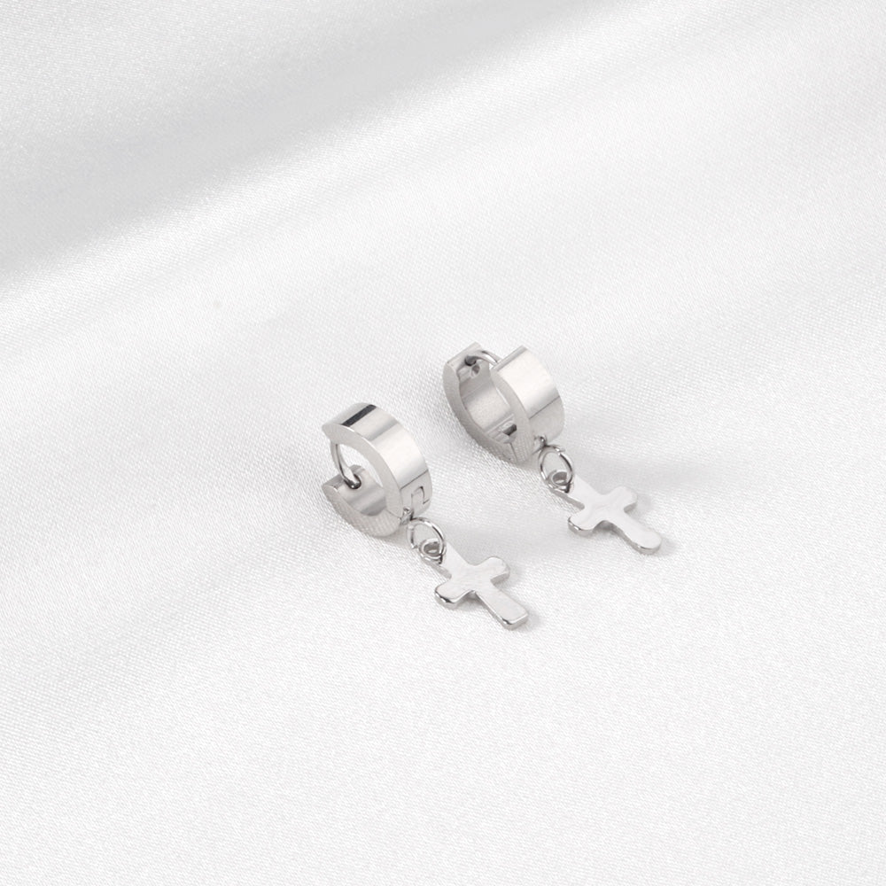 4*12mm Flat Clasp 7*12mm Cross Earrings asonjewelry