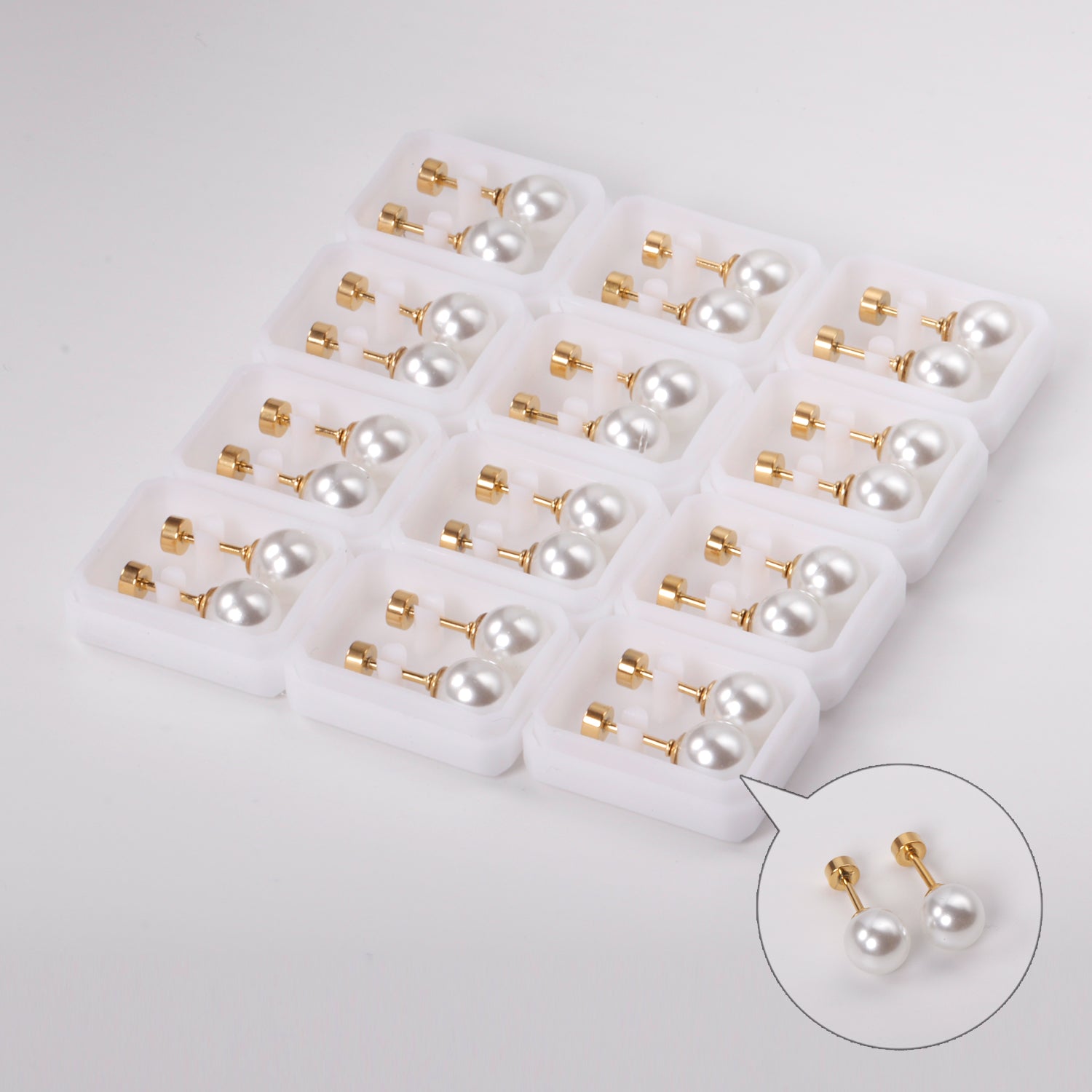 4~8mm steel color/golden white pearl screw plugs asonjewelry