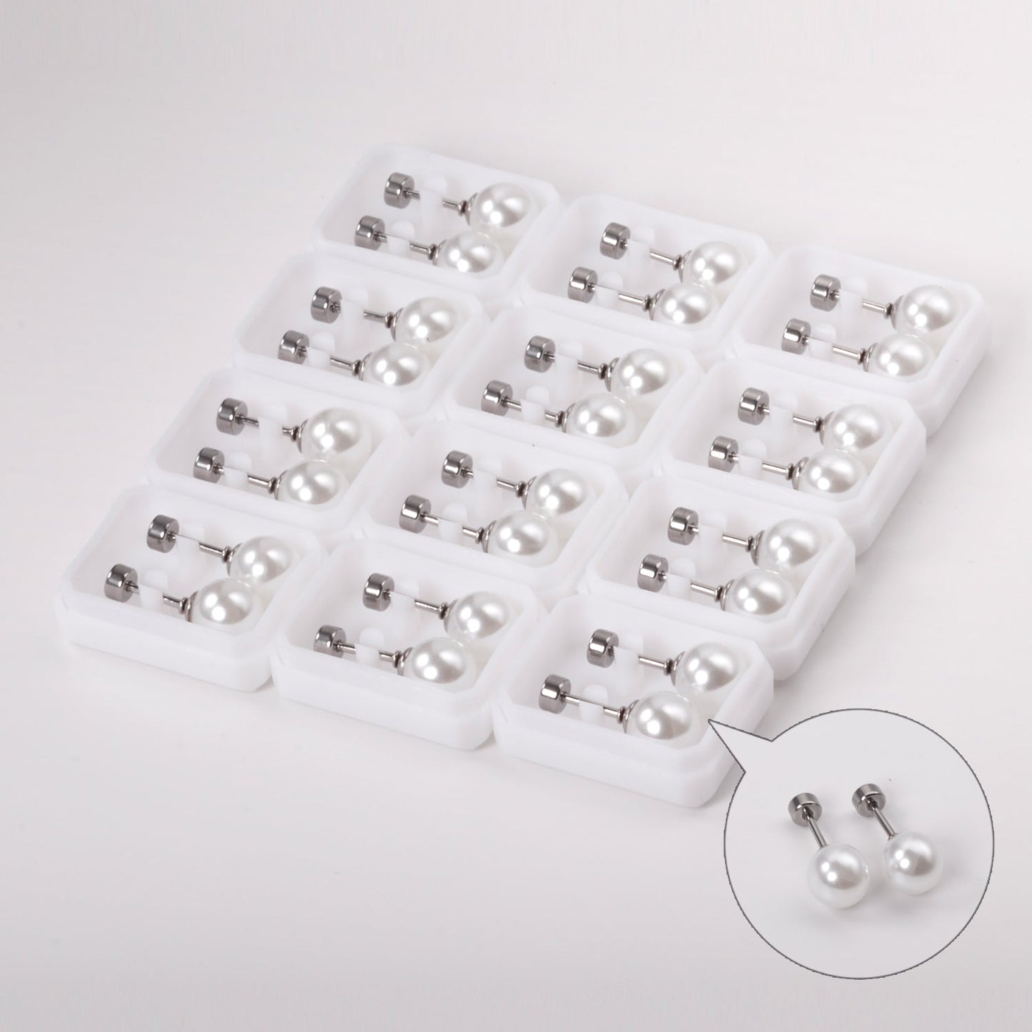 4~8mm steel color/golden white pearl screw plugs asonjewelry