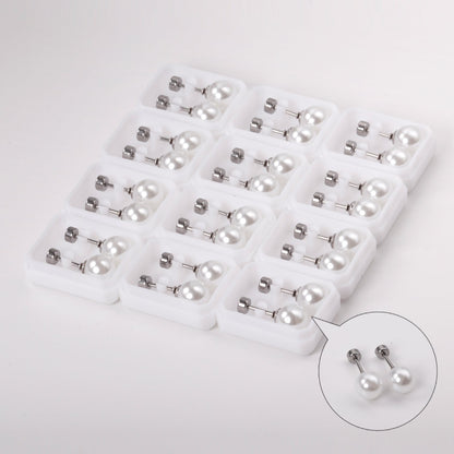 4~8mm steel color/golden white pearl screw plugs asonjewelry