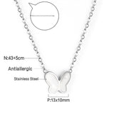 Butterfly white shell pendant necklace 43+5cm