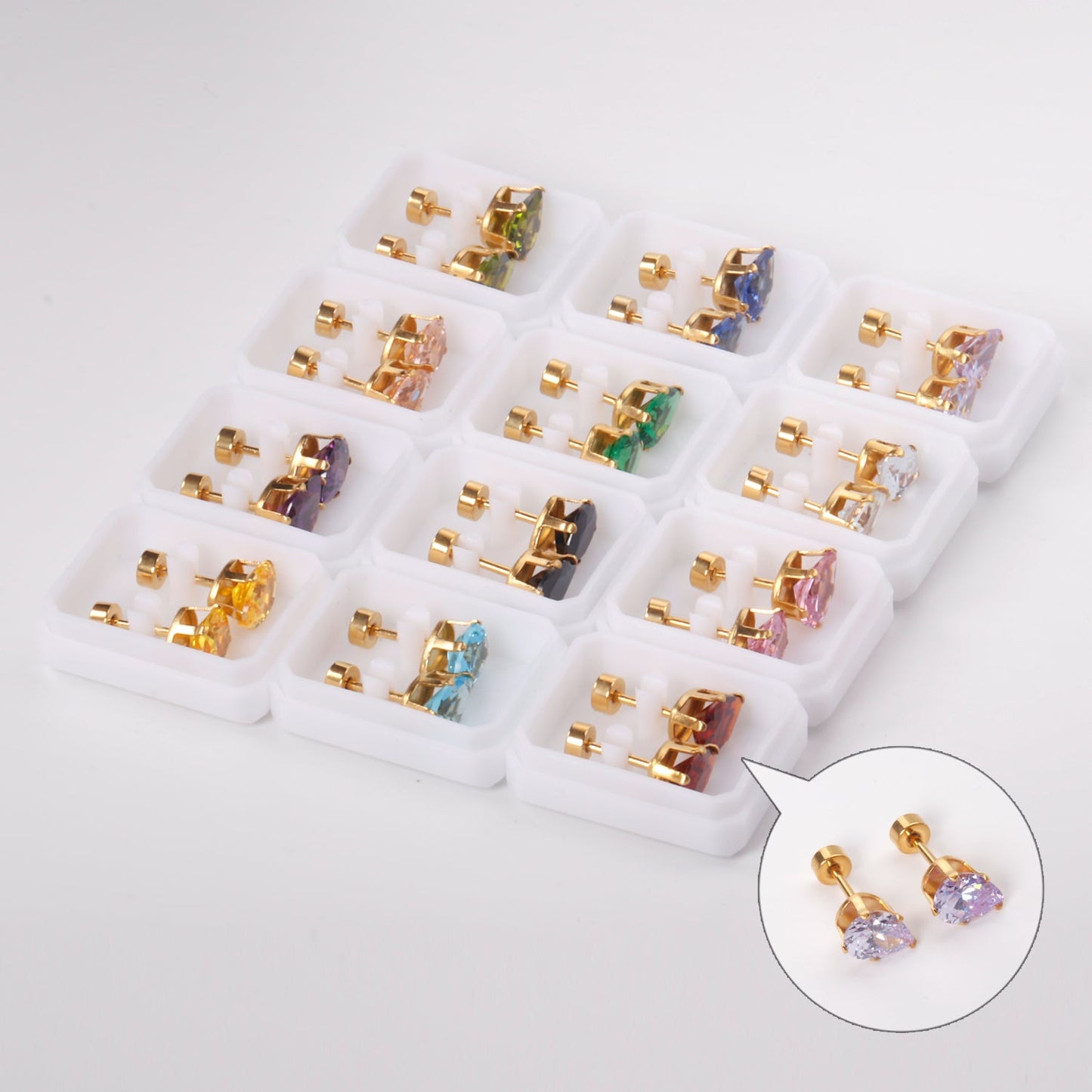 6mm Steel & Gold Teardrop Shaped Mixed Drill Plugs asonjewelry