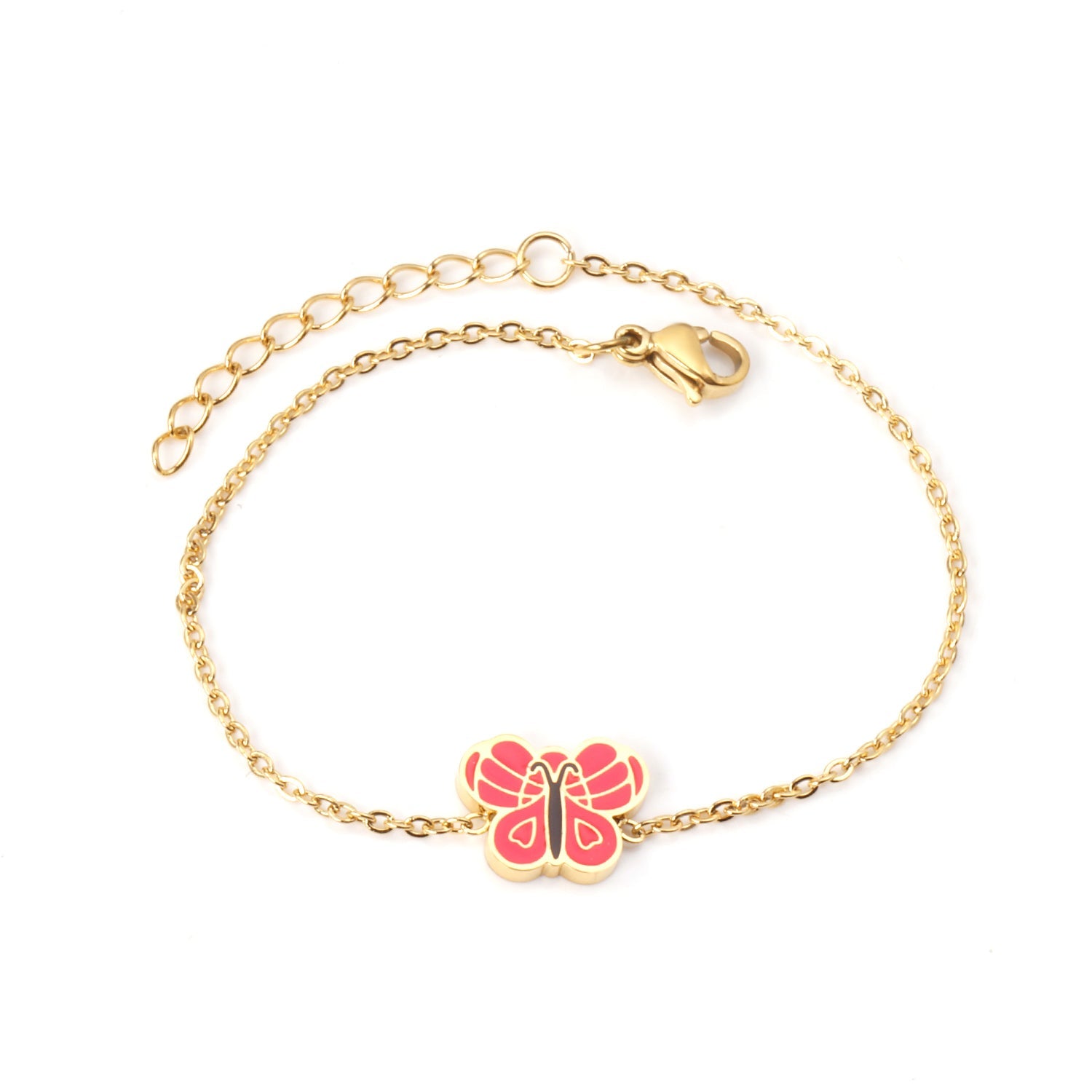 Butterfly Drip Oil 18+3cm Bracelet Gold Color asonjewelry