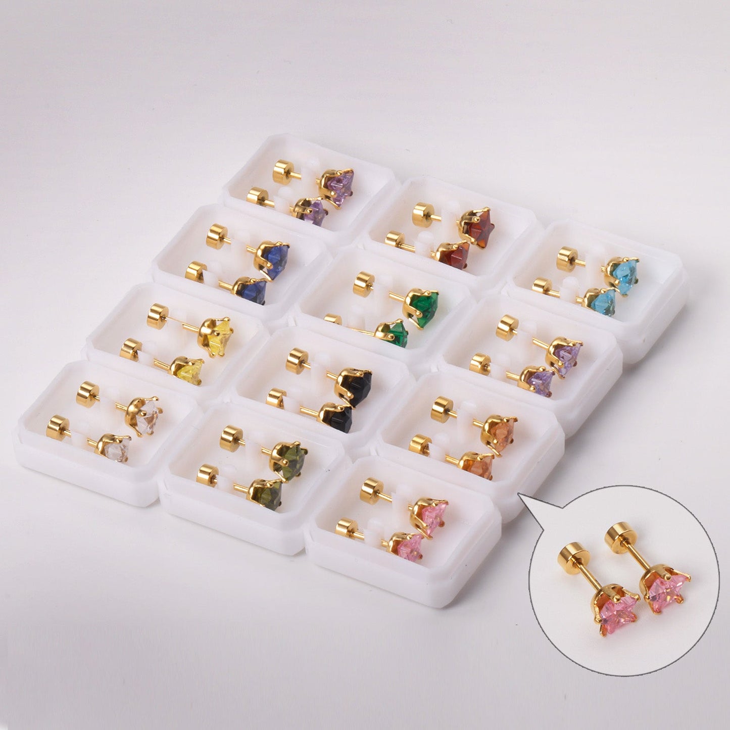 6mm Steel & Gold Pentacle Mixed Drill Plugs asonjewelry