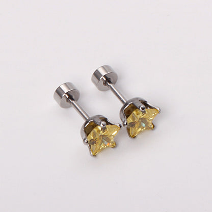 6mm Steel & Gold Pentacle Mixed Drill Plugs asonjewelry