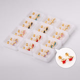12 pairs 4mm round cake +8*7mm crown mix 6 colors studs steel/golden