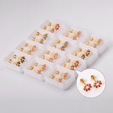 12 pairs of 4mm round cake + 8mm chrysanthemum mix 6 colors set of earrings steel / gold
