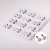 12 pairs of 4mm round cake + 8mm chrysanthemum mix 6 colors set of earrings steel / gold