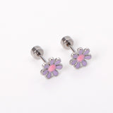 12 pairs of 4mm round cake + 8mm chrysanthemum mix 6 colors set of earrings steel / gold