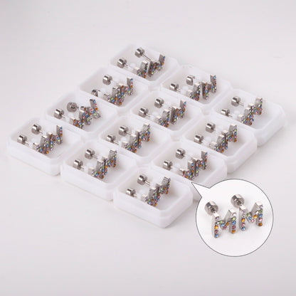 12 pairs Steel/Gold Monogram Screwback Earrings A-Z asonjewelry