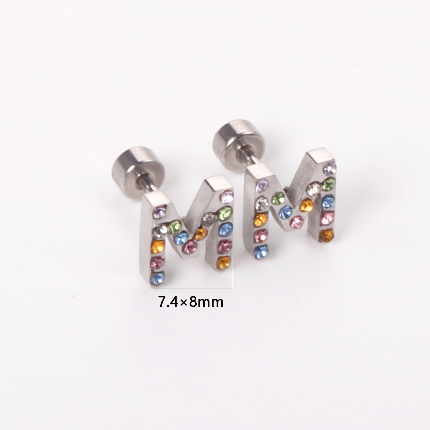 12 pairs Steel/Gold Monogram Screwback Earrings A-Z asonjewelry