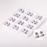 12 pairs Snapped Earplug Fishbone Stud Earrings Steel/Gold