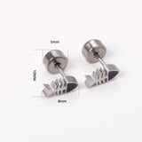 12 pairs Snapped Earplug Fishbone Stud Earrings Steel/Gold
