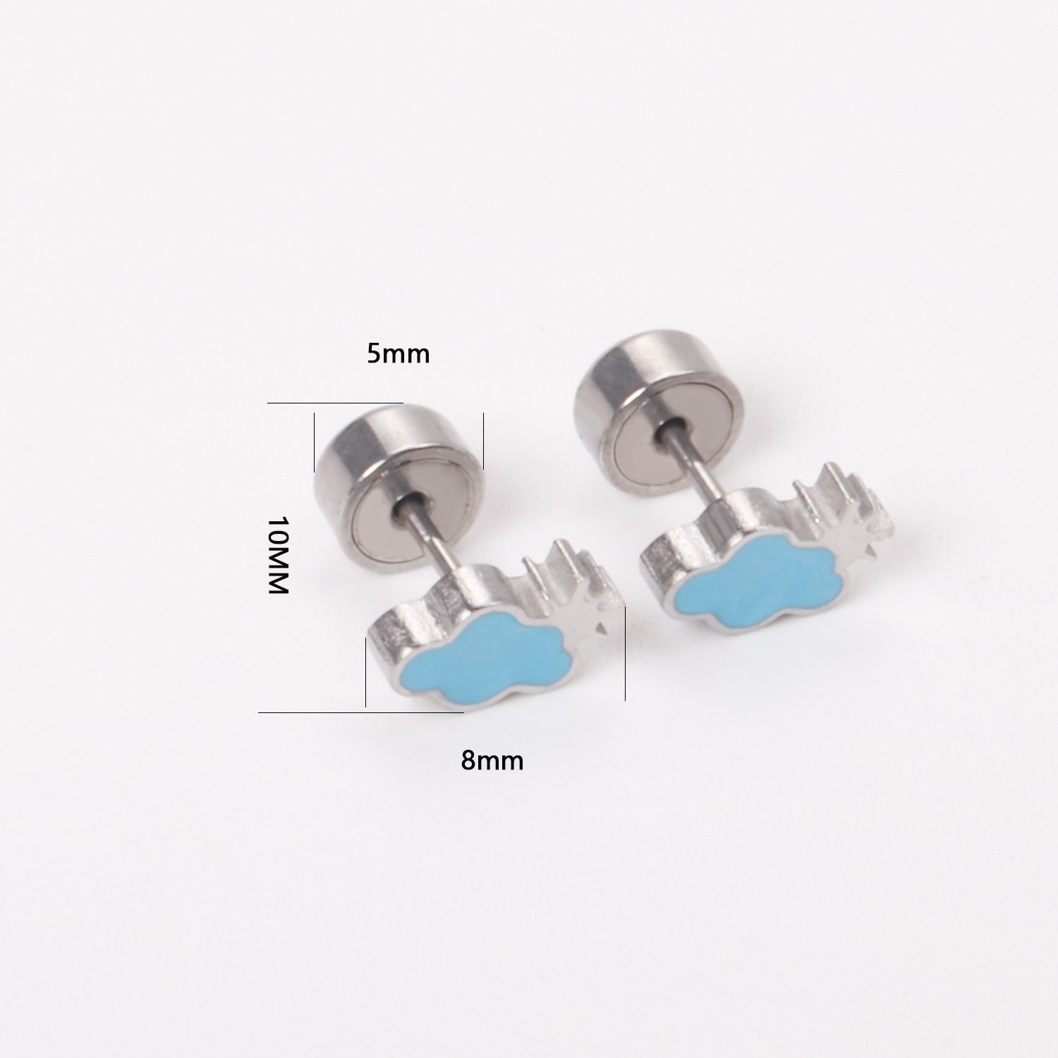 12 pairs Snapped Earbuds Cloud Studs Steel/Gold asonjewelry