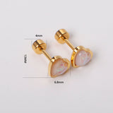 12 pairs steel/golden heart shaped gravel ombre screw back stud earrings