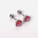12 pairs steel/golden heart shaped gravel ombre screw back stud earrings