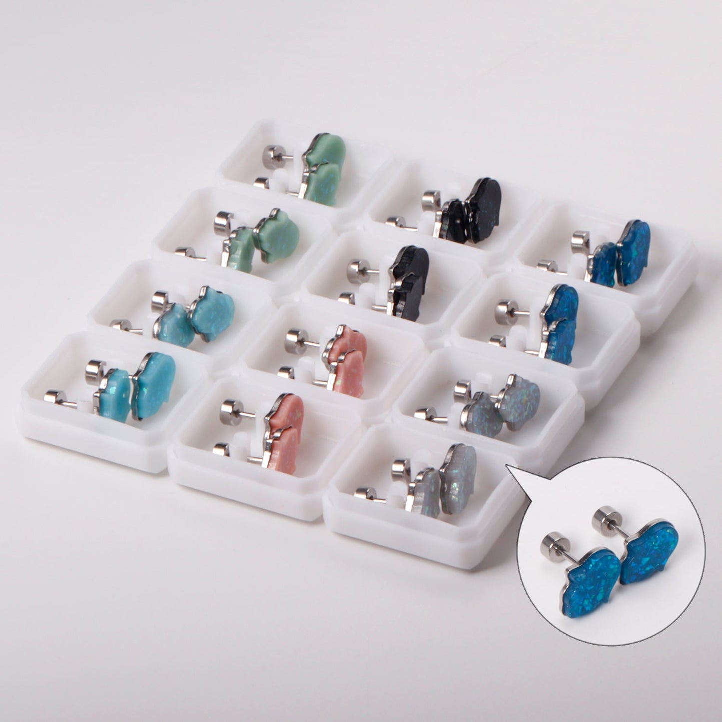 12 pairs steel/gold floral ombre screwback stud earrings asonjewelry