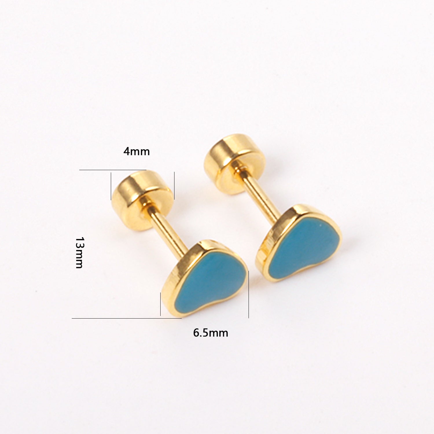 12 pairs 6.5mm*5.5mm Steel / Goldtone Heart Mixed Color Screwback Stud Earrings asonjewelry