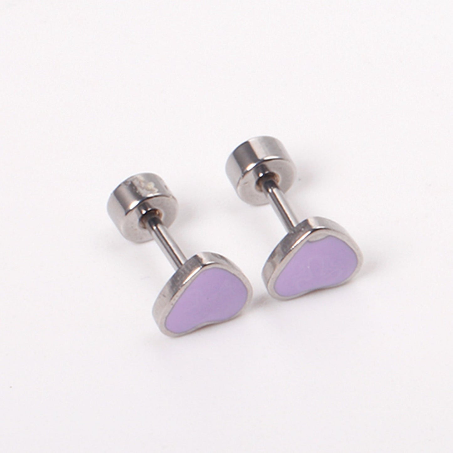 12 pairs 6.5mm*5.5mm Steel / Goldtone Heart Mixed Color Screwback Stud Earrings asonjewelry