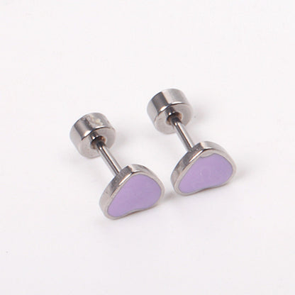 12 pairs 6.5mm*5.5mm Steel / Goldtone Heart Mixed Color Screwback Stud Earrings asonjewelry