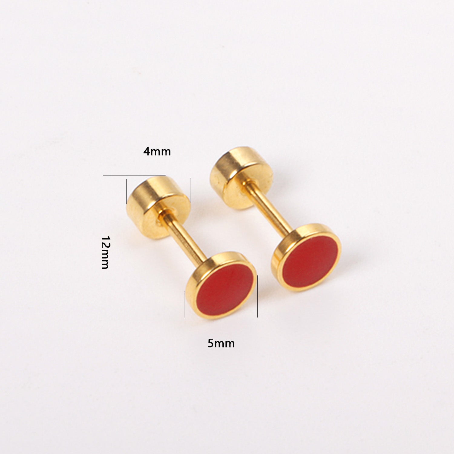 12 pairs 5mm Steel / Goldtone Round Mixed Color Screwback Stud Earrings asonjewelry
