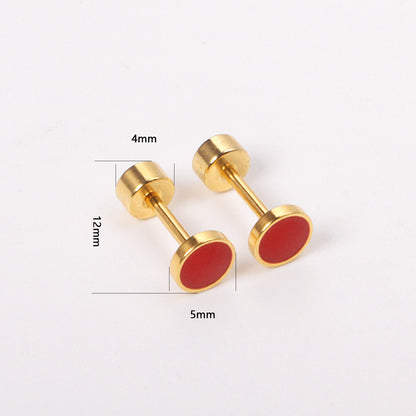 12 pairs 5mm Steel / Goldtone Round Mixed Color Screwback Stud Earrings asonjewelry