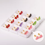 12 pairs / Gold / Steel Heart Mixed Color Screwback Earrings