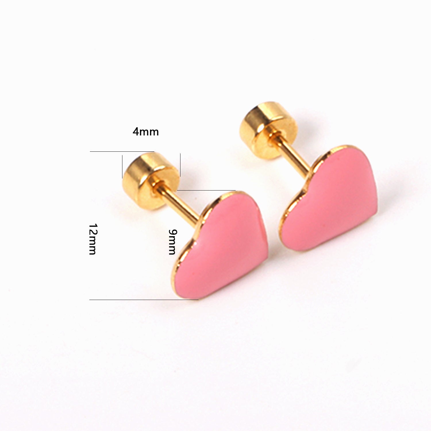 12 pairs / Gold / Steel Heart Mixed Color Screwback Earrings asonjewelry