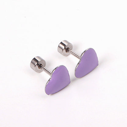 12 pairs / Gold / Steel Heart Mixed Color Screwback Earrings asonjewelry