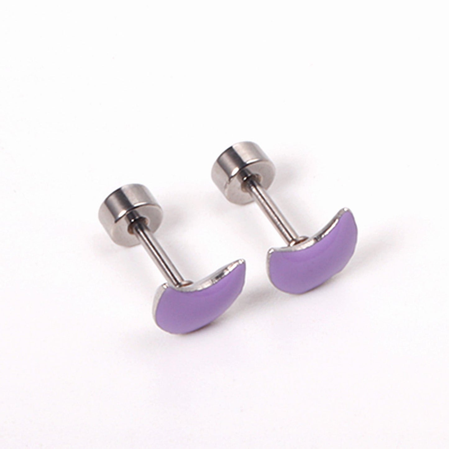 12 pairs Steel / Goldtone Moon Shaped Mixed Color Screwback Earrings asonjewelry