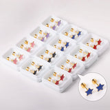 12 pairs steel/golden star ombre screwback stud earrings
