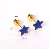 12 pairs steel/golden star ombre screwback stud earrings